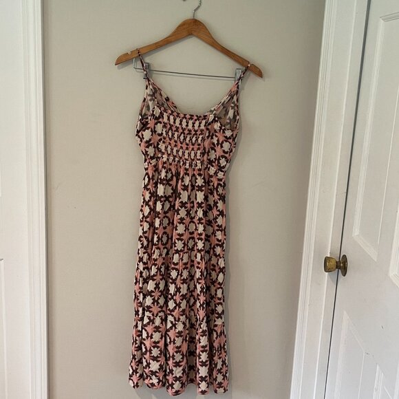 LOFT Sun washed Floral Tiered Midi Dress Pink Size 10 - Picture 8 of 10